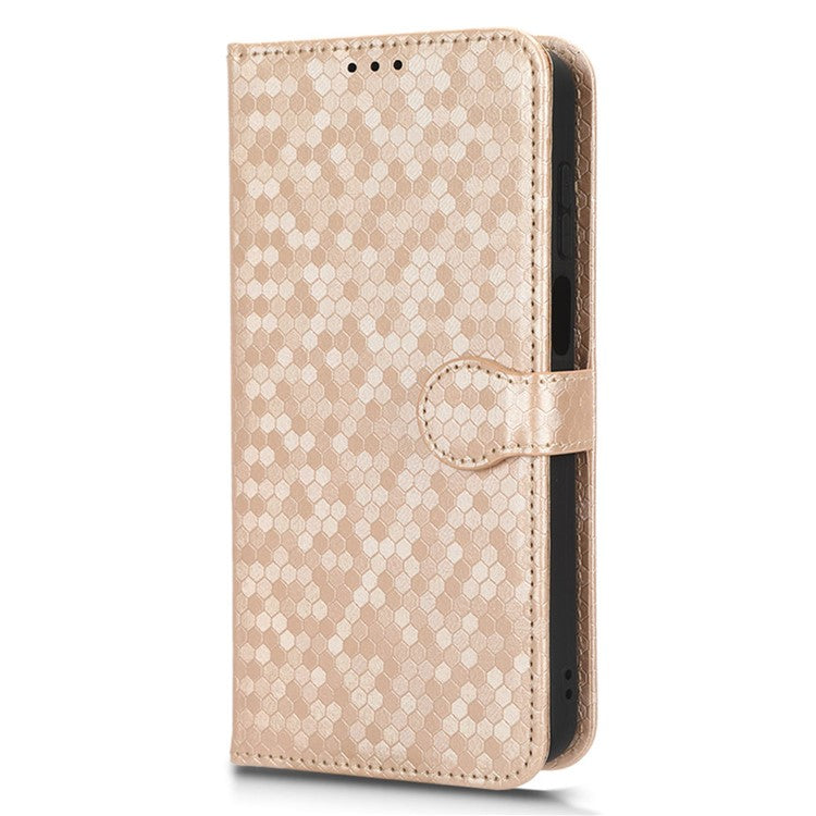 Cell Phone Cover for Motorola Moto G13 4G / G23 4G , Dot Pattern Imprinted Wallet PU Leather Phone Case - Rose Gold
