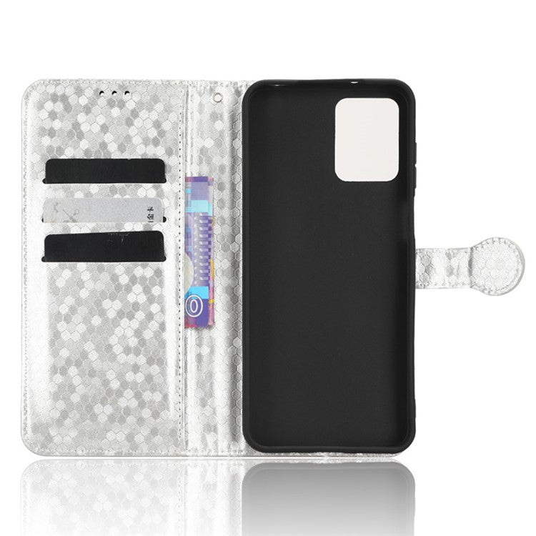 Cell Phone Cover for Motorola Moto G13 4G / G23 4G , Dot Pattern Imprinted Wallet PU Leather Phone Case - Silver