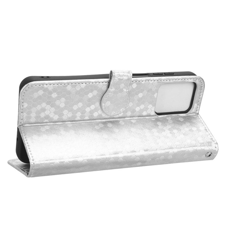 Cell Phone Cover for Motorola Moto G13 4G / G23 4G , Dot Pattern Imprinted Wallet PU Leather Phone Case - Silver