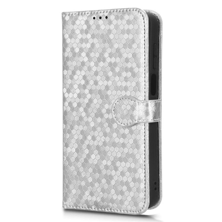 Cell Phone Cover for Motorola Moto G13 4G / G23 4G , Dot Pattern Imprinted Wallet PU Leather Phone Case - Silver