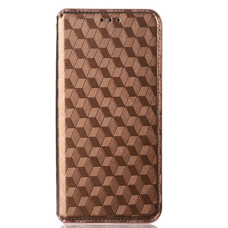 For Honor X9a 5G / X40 5G / Magic5 Lite 5G Phone Leather Case Wallet Stand Imprinted Rhombus Pattern Phone Cover - Brown