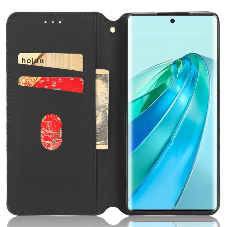 For Honor X9a 5G / X40 5G / Magic5 Lite 5G Phone Leather Case Wallet Stand Imprinted Rhombus Pattern Phone Cover - Red