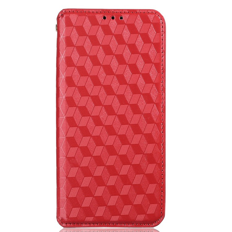 For Honor X9a 5G / X40 5G / Magic5 Lite 5G Phone Leather Case Wallet Stand Imprinted Rhombus Pattern Phone Cover - Red