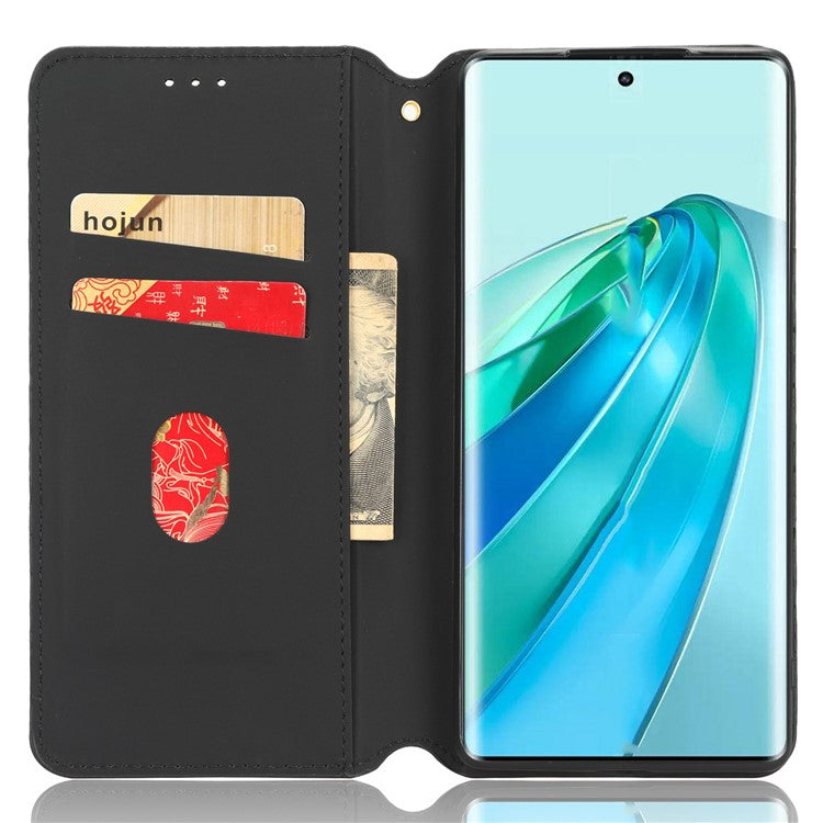 For Honor X9a 5G / X40 5G / Magic5 Lite 5G Phone Leather Case Wallet Stand Imprinted Rhombus Pattern Phone Cover - Silver