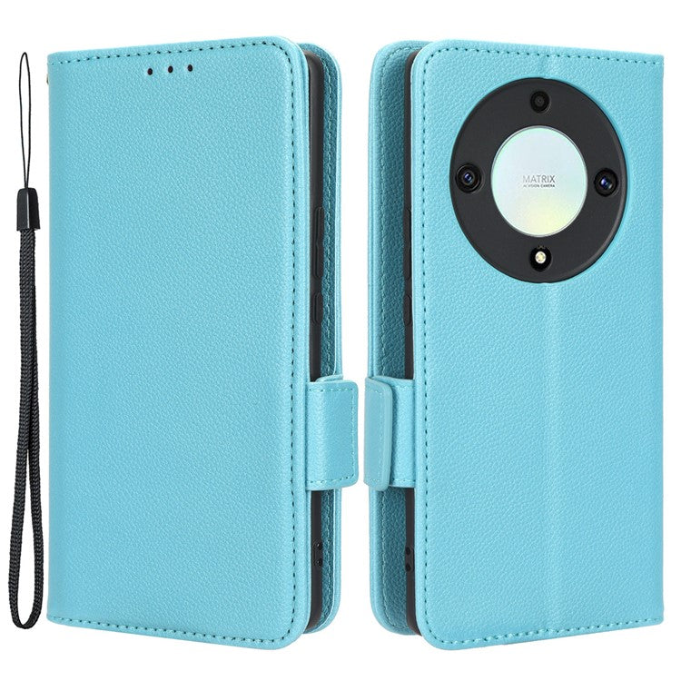 For Honor X9a 5G / X40 5G / Magic5 Lite 5G Phone Case Wallet Stand Litchi Texture Leather Phone Cover - Baby Blue