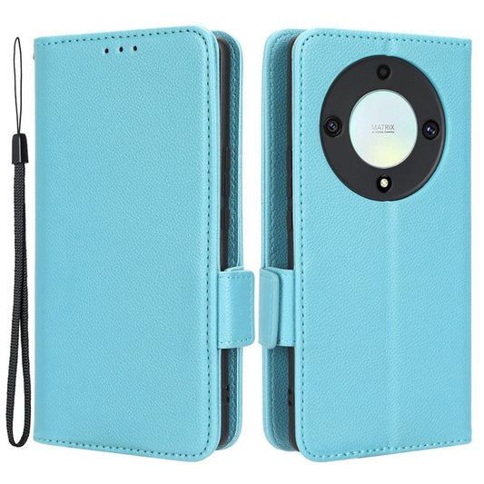 For Honor X9a 5G / X40 5G / Magic5 Lite 5G Phone Case Wallet Stand Litchi Texture Leather Phone Cover - Baby Blue