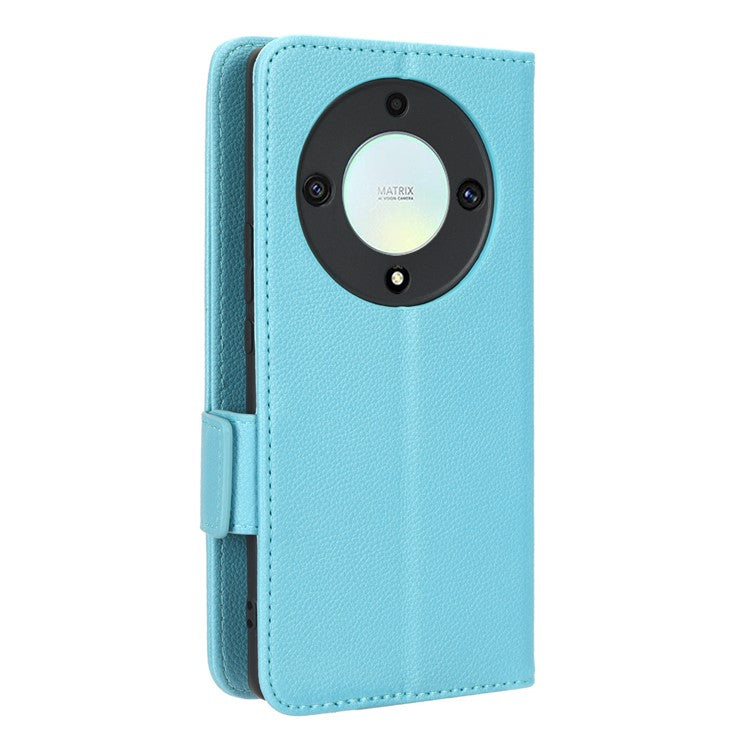 For Honor X9a 5G / X40 5G / Magic5 Lite 5G Phone Case Wallet Stand Litchi Texture Leather Phone Cover - Baby Blue