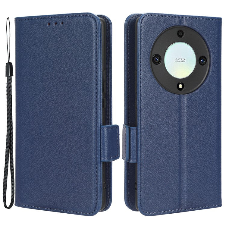 For Honor X9a 5G / X40 5G / Magic5 Lite 5G Phone Case Wallet Stand Litchi Texture Leather Phone Cover - Dark Blue