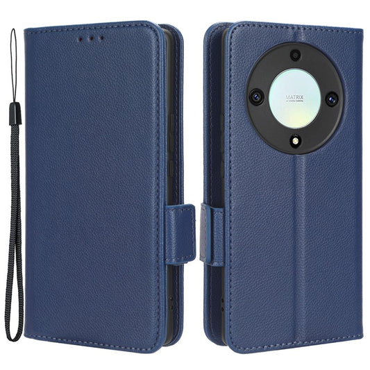 For Honor X9a 5G / X40 5G / Magic5 Lite 5G Phone Case Wallet Stand Litchi Texture Leather Phone Cover - Dark Blue