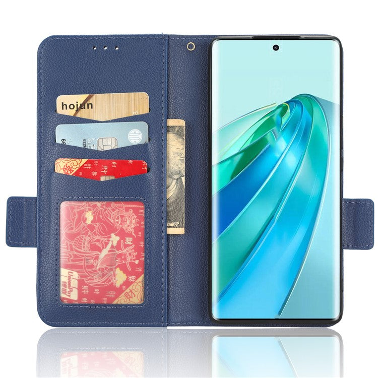 For Honor X9a 5G / X40 5G / Magic5 Lite 5G Phone Case Wallet Stand Litchi Texture Leather Phone Cover - Dark Blue