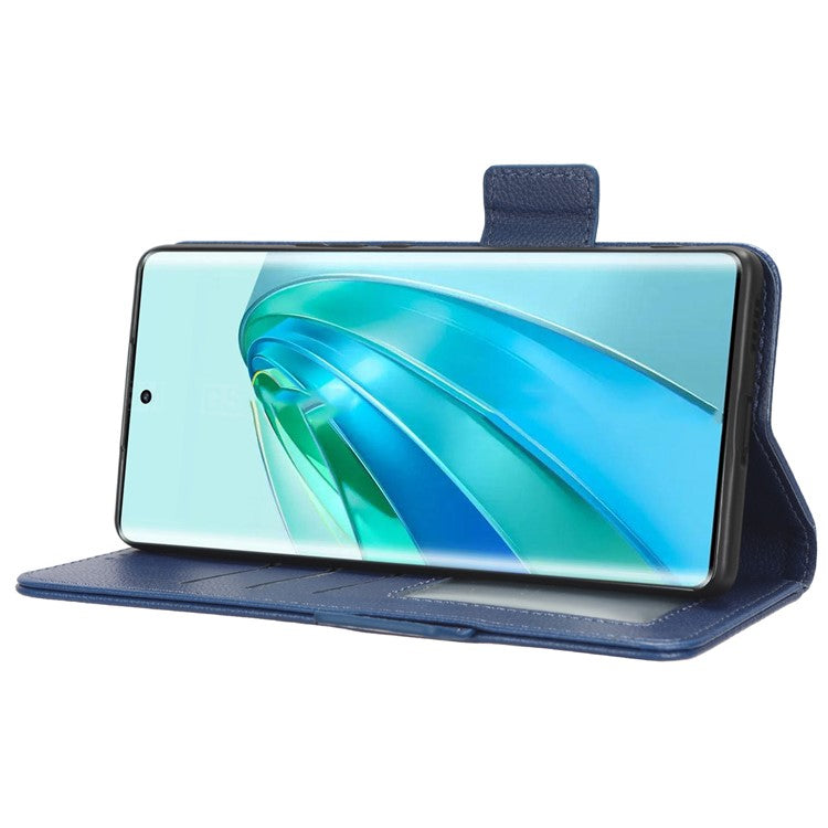 For Honor X9a 5G / X40 5G / Magic5 Lite 5G Phone Case Wallet Stand Litchi Texture Leather Phone Cover - Dark Blue