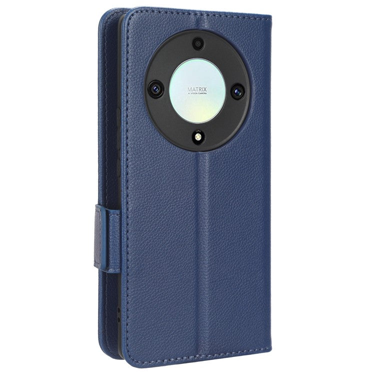 For Honor X9a 5G / X40 5G / Magic5 Lite 5G Phone Case Wallet Stand Litchi Texture Leather Phone Cover - Dark Blue