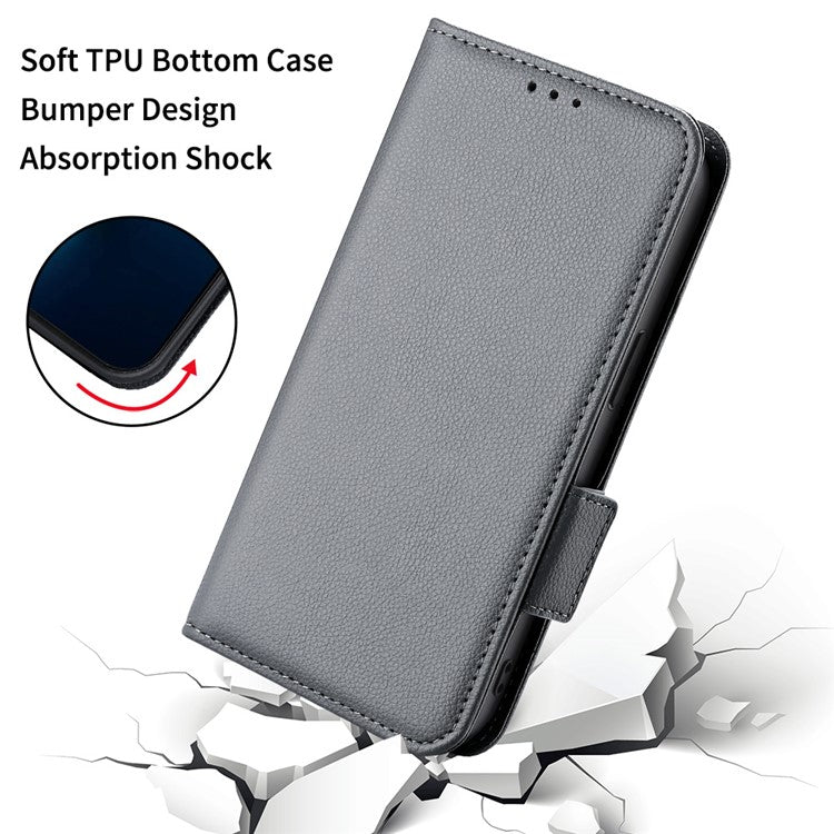 For Honor X9a 5G / X40 5G / Magic5 Lite 5G Phone Case Wallet Stand Litchi Texture Leather Phone Cover - Grey