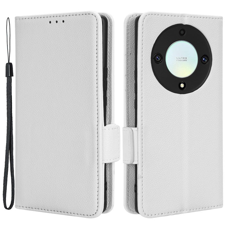 For Honor X9a 5G / X40 5G / Magic5 Lite 5G Phone Case Wallet Stand Litchi Texture Leather Phone Cover - White