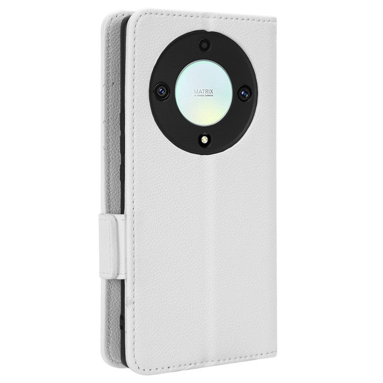 For Honor X9a 5G / X40 5G / Magic5 Lite 5G Phone Case Wallet Stand Litchi Texture Leather Phone Cover - White