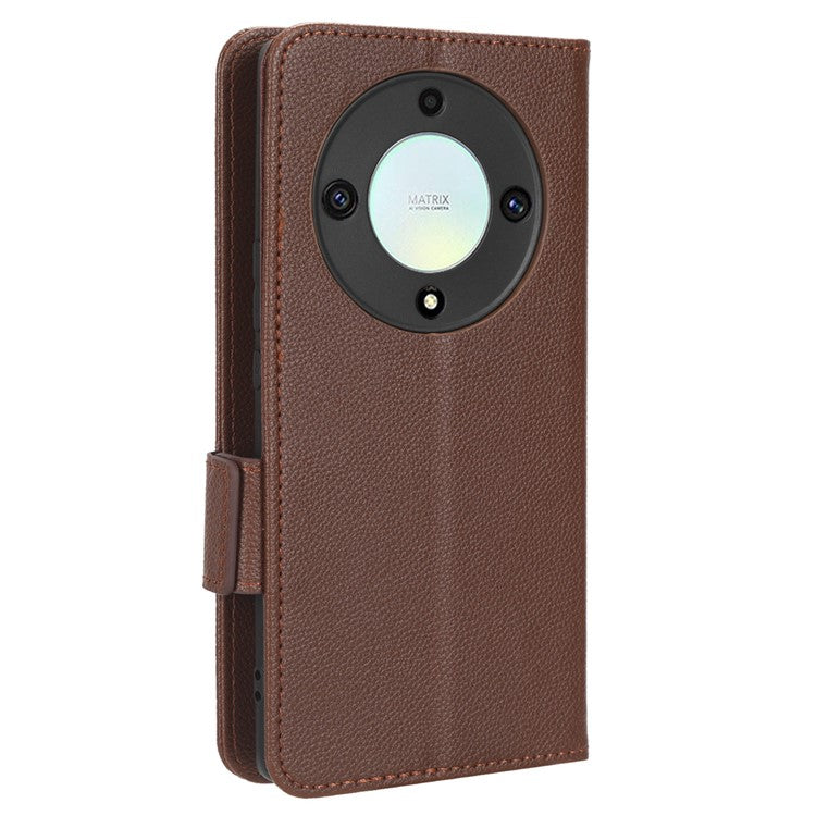 For Honor X9a 5G / X40 5G / Magic5 Lite 5G Phone Case Wallet Stand Litchi Texture Leather Phone Cover - Brown