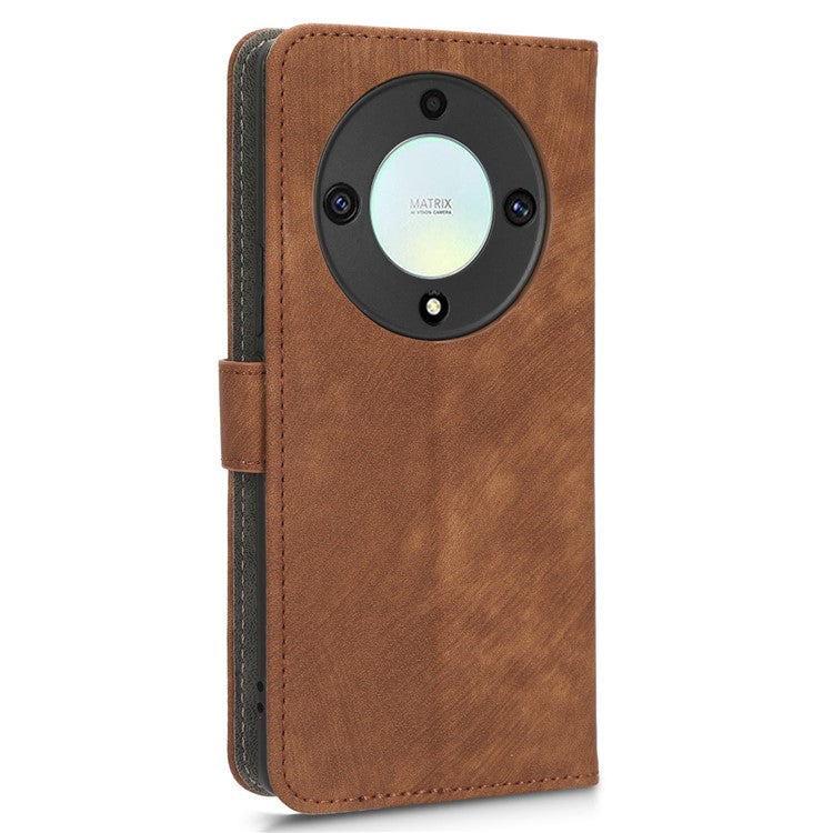 For Honor X9a 5G / X40 5G / Magic5 Lite 5G Phone Cover RFID Blocking Leather Wallet Stand Case with Strap - Brown