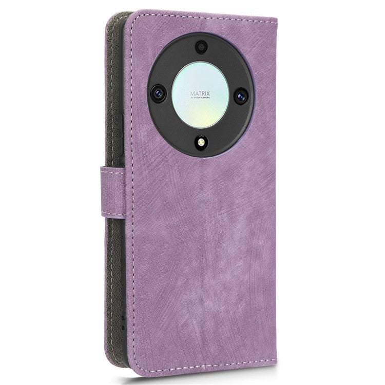 For Honor X9a 5G / X40 5G / Magic5 Lite 5G Phone Cover RFID Blocking Leather Wallet Stand Case with Strap - Purple