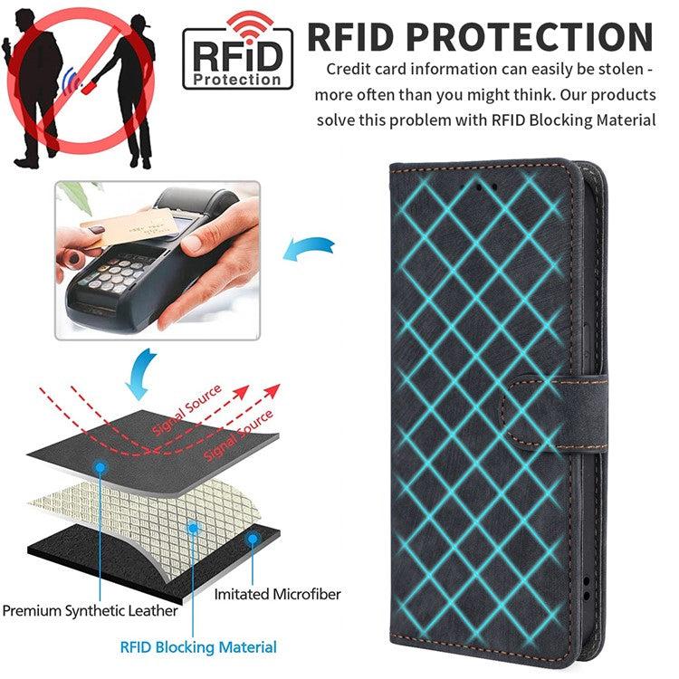 For Honor X9a 5G / X40 5G / Magic5 Lite 5G Phone Cover RFID Blocking Leather Wallet Stand Case with Strap - Blue