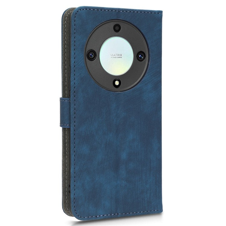 For Honor X9a 5G / X40 5G / Magic5 Lite 5G Phone Cover RFID Blocking Leather Wallet Stand Case with Strap - Blue