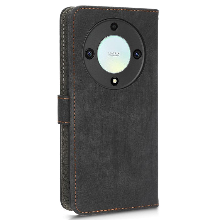 For Honor X9a 5G / X40 5G / Magic5 Lite 5G Phone Cover RFID Blocking Leather Wallet Stand Case with Strap - Black