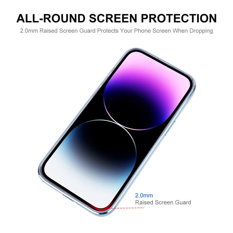 ENKAY HAT PRINCE Electroplating Phone Case for iPhone 14 Plus Magnetic Clear TPU Cover with Lens Protector - Dark Blue