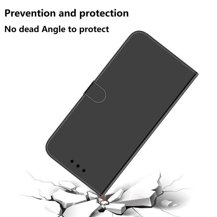 For Honor X40 5G / X9a 5G / Magic5 Lite 5G Anti-scratch Phone Case Stand Mirror-like Surface Flip Leather Phone Wallet Cover - Black