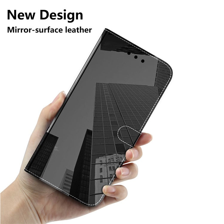 For Honor X40 5G / X9a 5G / Magic5 Lite 5G Anti-scratch Phone Case Stand Mirror-like Surface Flip Leather Phone Wallet Cover - Black