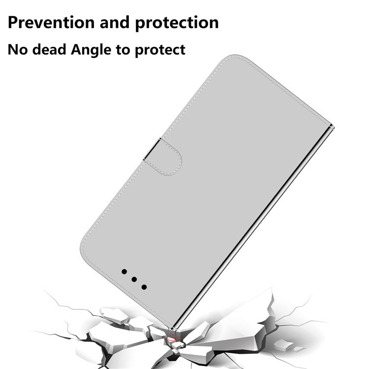 For Honor X40 5G / X9a 5G / Magic5 Lite 5G Anti-scratch Phone Case Stand Mirror-like Surface Flip Leather Phone Wallet Cover - Silver
