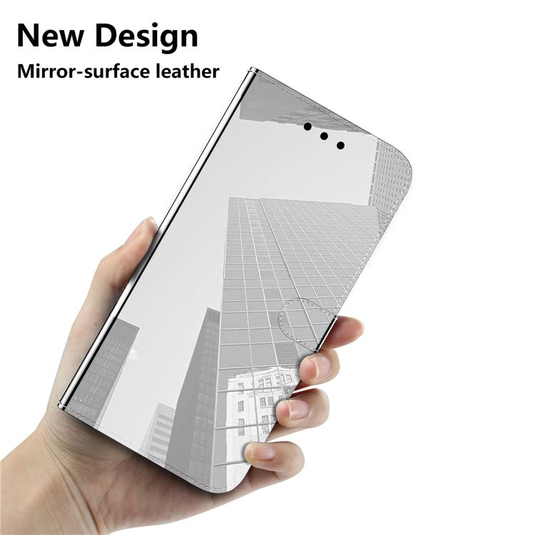 For Honor X40 5G / X9a 5G / Magic5 Lite 5G Anti-scratch Phone Case Stand Mirror-like Surface Flip Leather Phone Wallet Cover - Silver