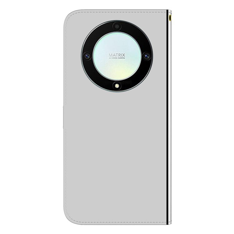 For Honor X40 5G / X9a 5G / Magic5 Lite 5G Anti-scratch Phone Case Stand Mirror-like Surface Flip Leather Phone Wallet Cover - Silver