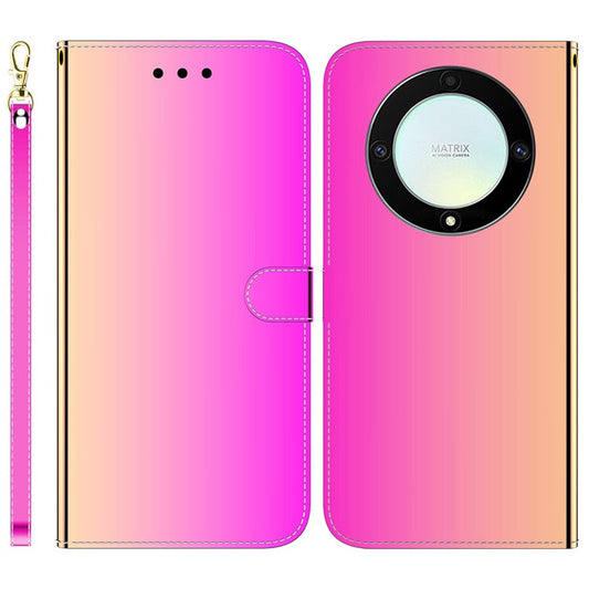 For Honor X40 5G / X9a 5G / Magic5 Lite 5G Anti-scratch Phone Case Stand Mirror-like Surface Flip Leather Phone Wallet Cover - Rose