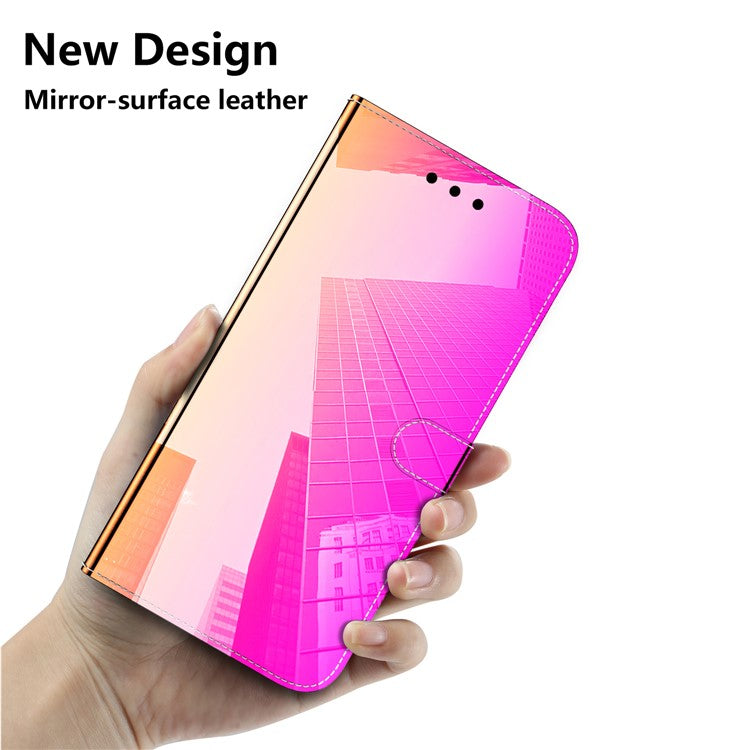 For Honor X40 5G / X9a 5G / Magic5 Lite 5G Anti-scratch Phone Case Stand Mirror-like Surface Flip Leather Phone Wallet Cover - Rose