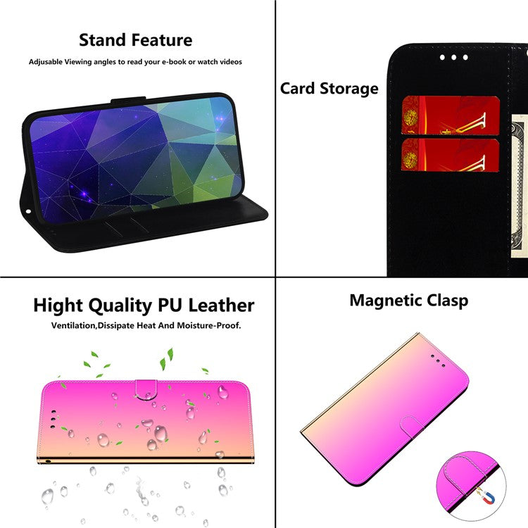 For Honor X40 5G / X9a 5G / Magic5 Lite 5G Anti-scratch Phone Case Stand Mirror-like Surface Flip Leather Phone Wallet Cover - Rose