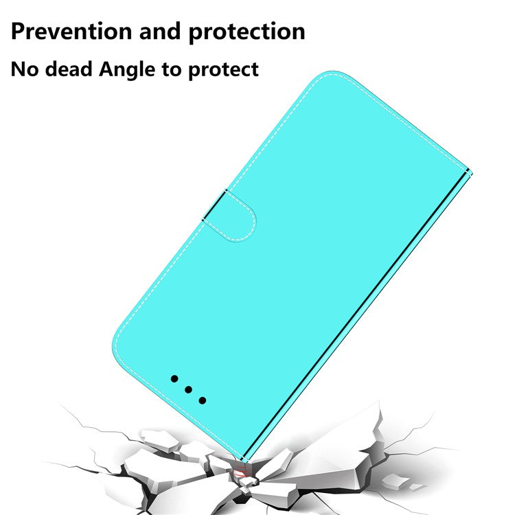 For Honor X40 5G / X9a 5G / Magic5 Lite 5G Anti-scratch Phone Case Stand Mirror-like Surface Flip Leather Phone Wallet Cover - Cyan
