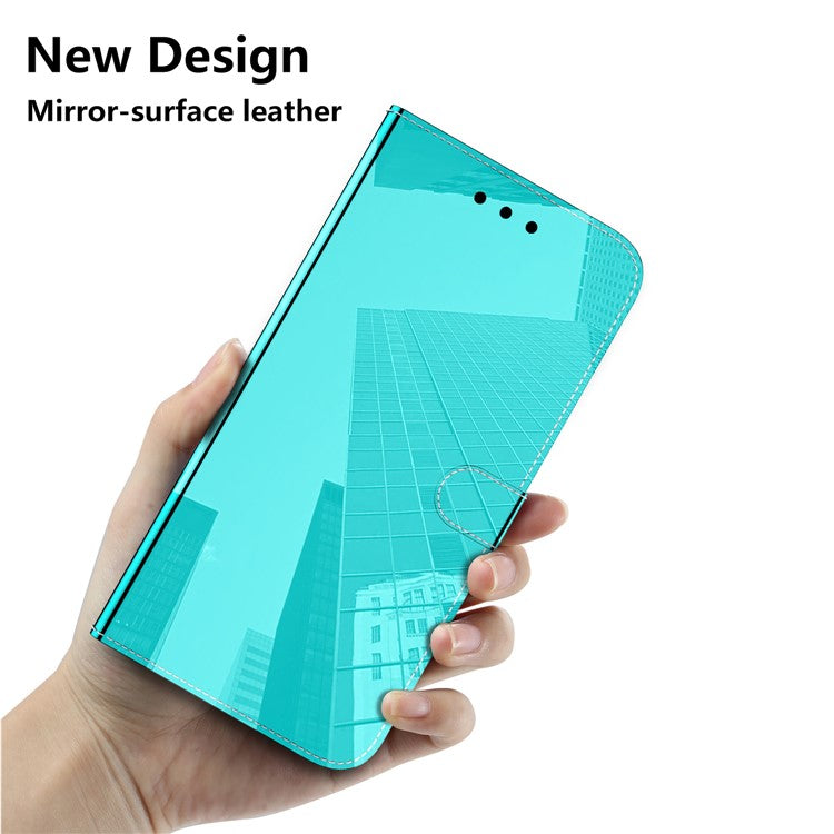 For Honor X40 5G / X9a 5G / Magic5 Lite 5G Anti-scratch Phone Case Stand Mirror-like Surface Flip Leather Phone Wallet Cover - Cyan