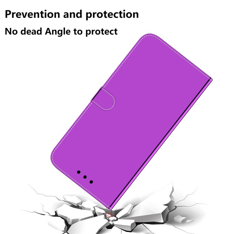 For Honor X40 5G / X9a 5G / Magic5 Lite 5G Anti-scratch Phone Case Stand Mirror-like Surface Flip Leather Phone Wallet Cover - Purple