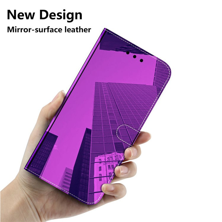 For Honor X40 5G / X9a 5G / Magic5 Lite 5G Anti-scratch Phone Case Stand Mirror-like Surface Flip Leather Phone Wallet Cover - Purple