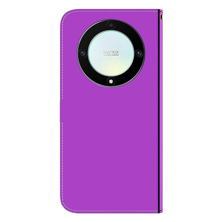 For Honor X40 5G / X9a 5G / Magic5 Lite 5G Anti-scratch Phone Case Stand Mirror-like Surface Flip Leather Phone Wallet Cover - Purple