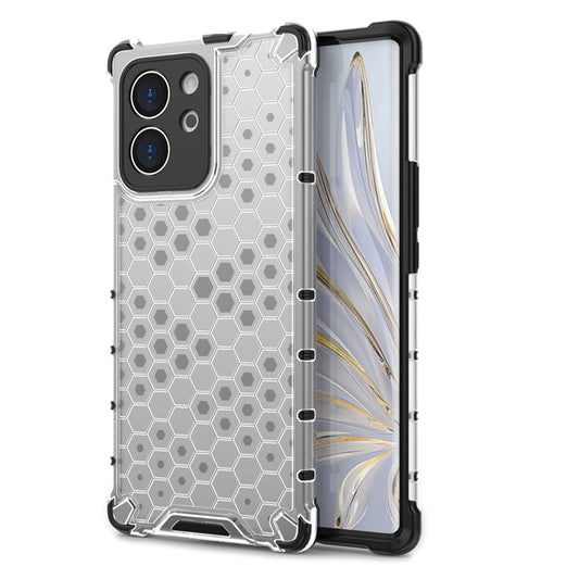 TPU Hard PC Phone Case for Honor 80 SE 5G Honeycomb Texture Shockproof Cover - Grey