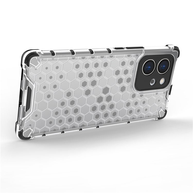 TPU Hard PC Phone Case for Honor 80 SE 5G Honeycomb Texture Shockproof Cover - Grey