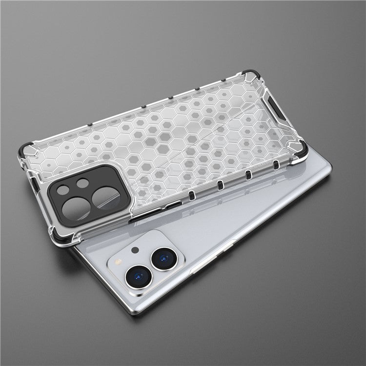 TPU Hard PC Phone Case for Honor 80 SE 5G Honeycomb Texture Shockproof Cover - Grey