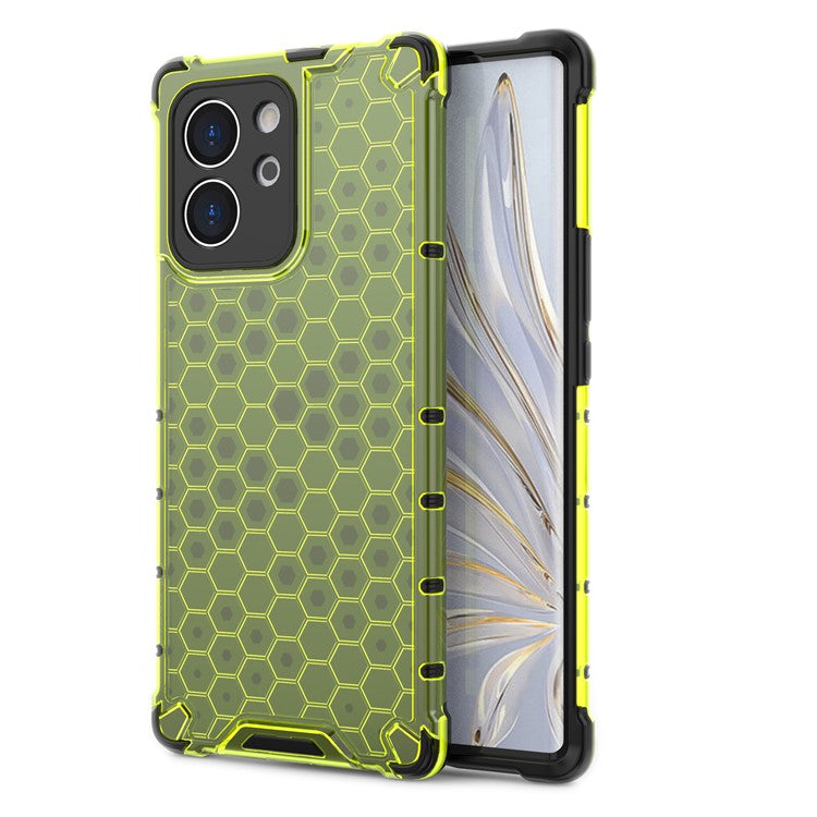 TPU Hard PC Phone Case for Honor 80 SE 5G Honeycomb Texture Shockproof Cover - Green