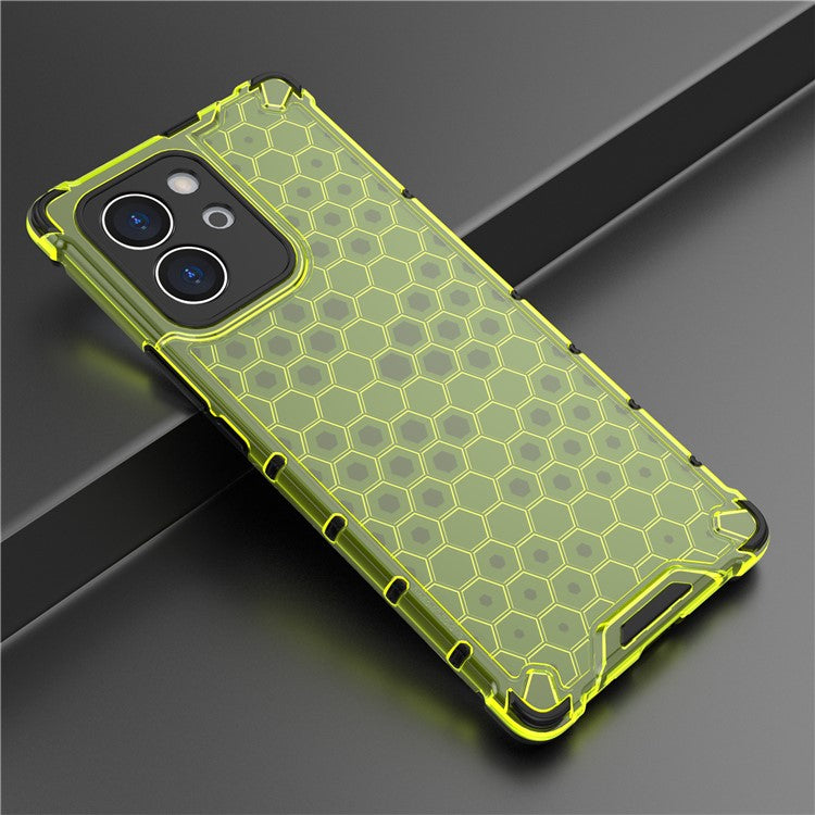 TPU Hard PC Phone Case for Honor 80 SE 5G Honeycomb Texture Shockproof Cover - Green