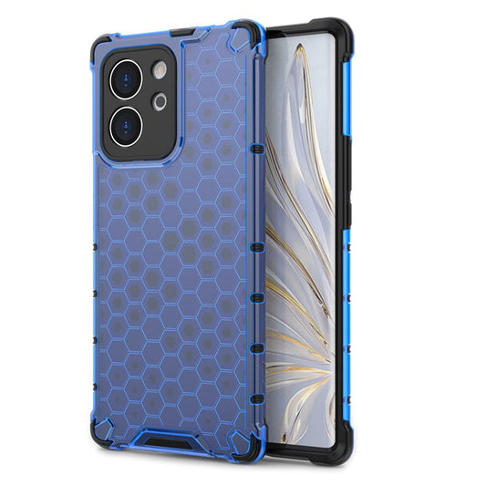 TPU Hard PC Phone Case for Honor 80 SE 5G Honeycomb Texture Shockproof Cover - Blue