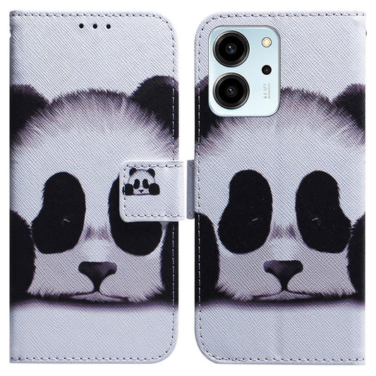 For Honor 80 SE 5G Pattern Printing PU Leather Flip Stand Case Drop-proof Wallet Cover - Panda