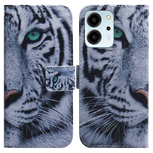 For Honor 80 SE 5G Pattern Printing PU Leather Flip Stand Case Drop-proof Wallet Cover - Tiger Head