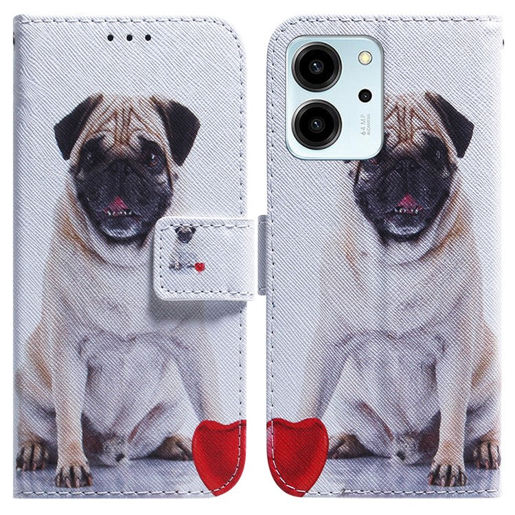 For Honor 80 SE 5G Pattern Printing PU Leather Flip Stand Case Drop-proof Wallet Cover - Pug