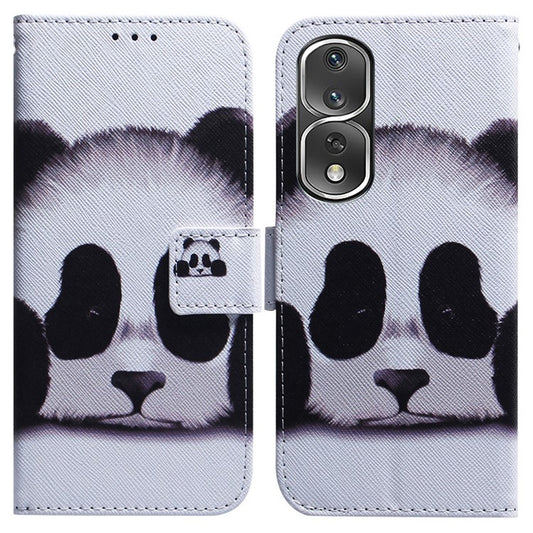 Pattern Printing Cover for Honor 80 Pro 5G , Magnetic Clasp PU Leather Wallet Stand Phone Case - Panda