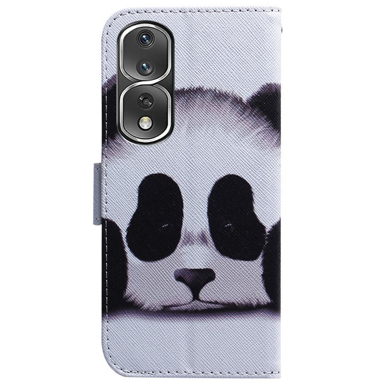 Pattern Printing Cover for Honor 80 Pro 5G , Magnetic Clasp PU Leather Wallet Stand Phone Case - Panda